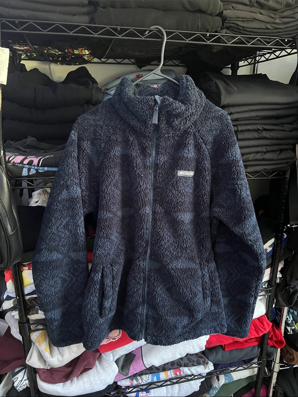 NWOT Columbia Navy Plush Sherpa Zip Jacket